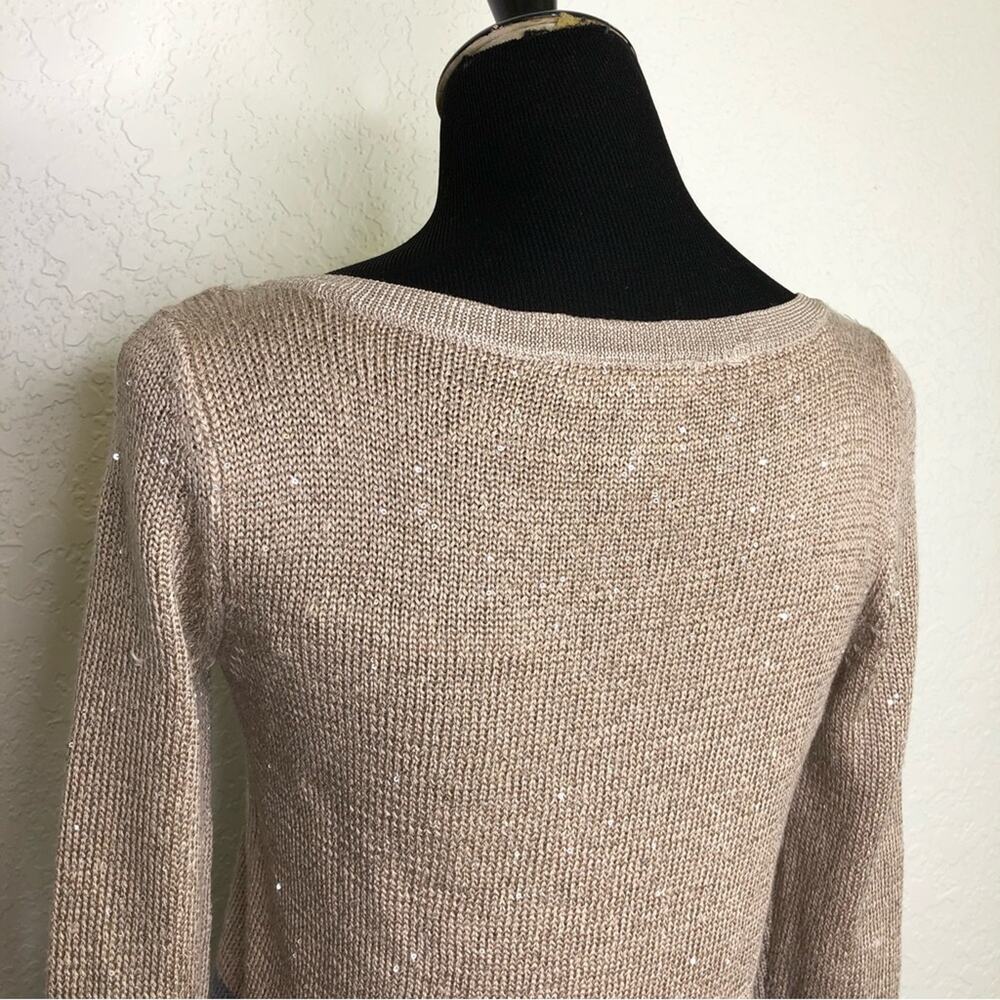 Whbm Tan And Gray Color Block Sequin Sweater Size… - image 8